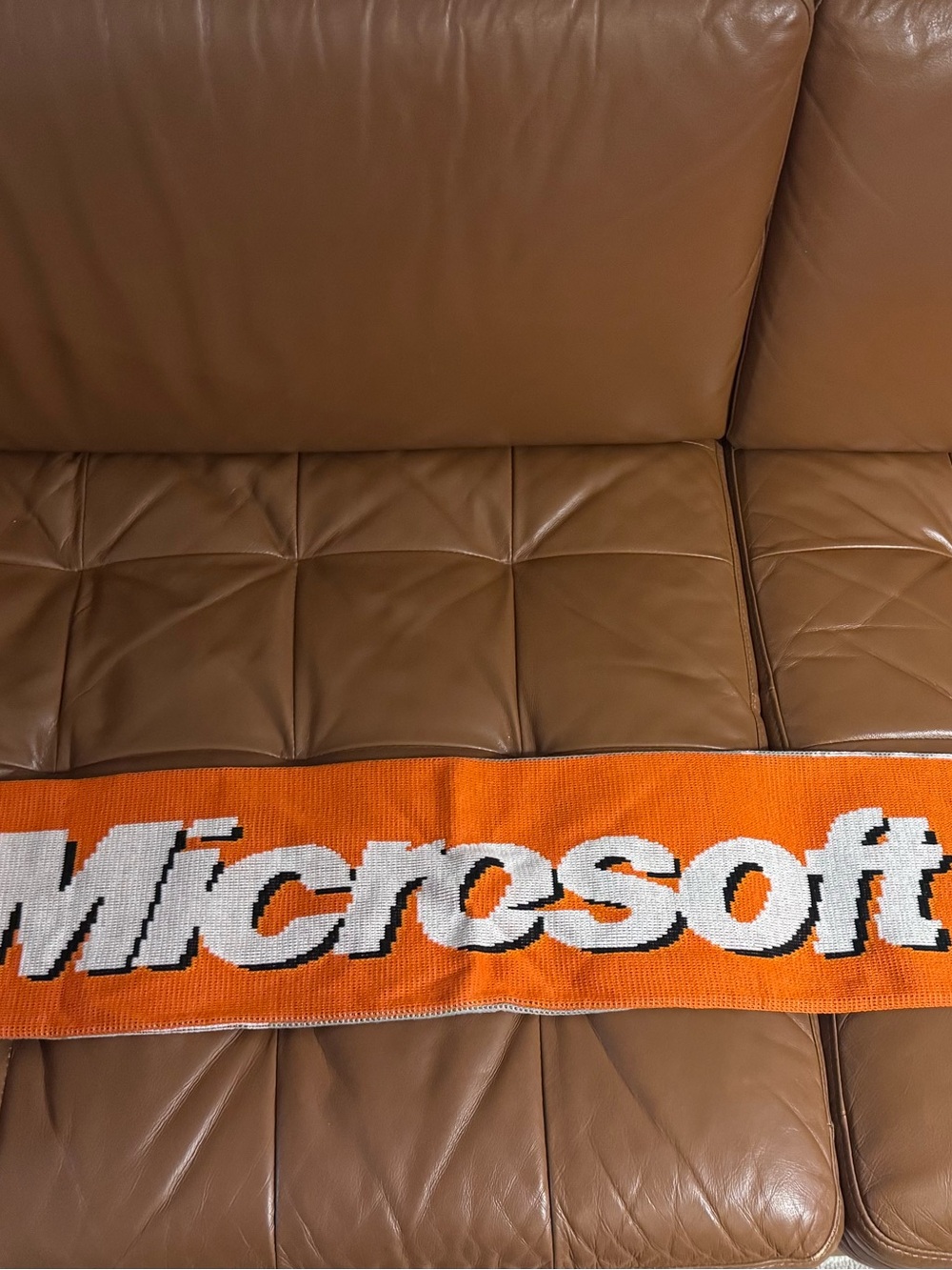 Vintage Microsoft System Center Promo Knit Soccer Scarf Orange